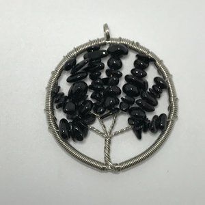 Black Obsidian Tree Of Life Wire Wrap Pendant
